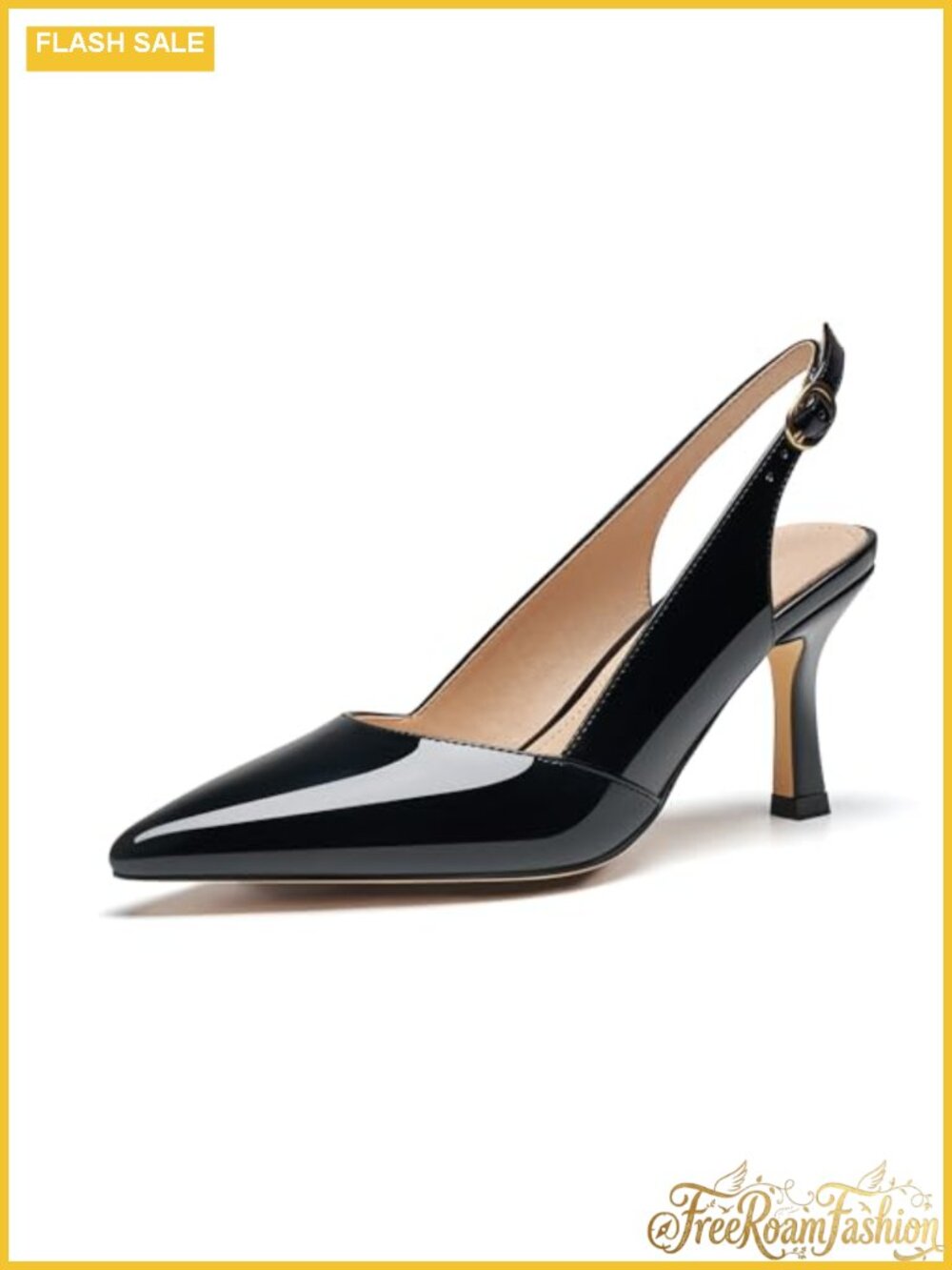 Slingback Kitten Heels Pointed Closed Toe Dressy Pumps for Wedding Office Party